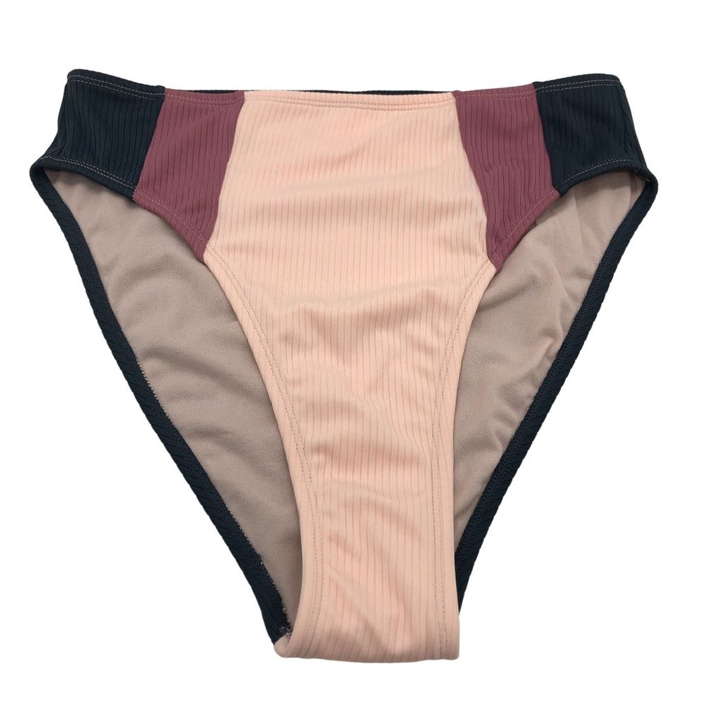 Xhilaration Juniors Bikini Bottoms Colorblock Size Large Gray & Pink NWT